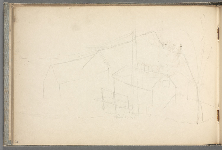 Sketchbook No. 5, page 20: Pale pencil sketch of outline of building
