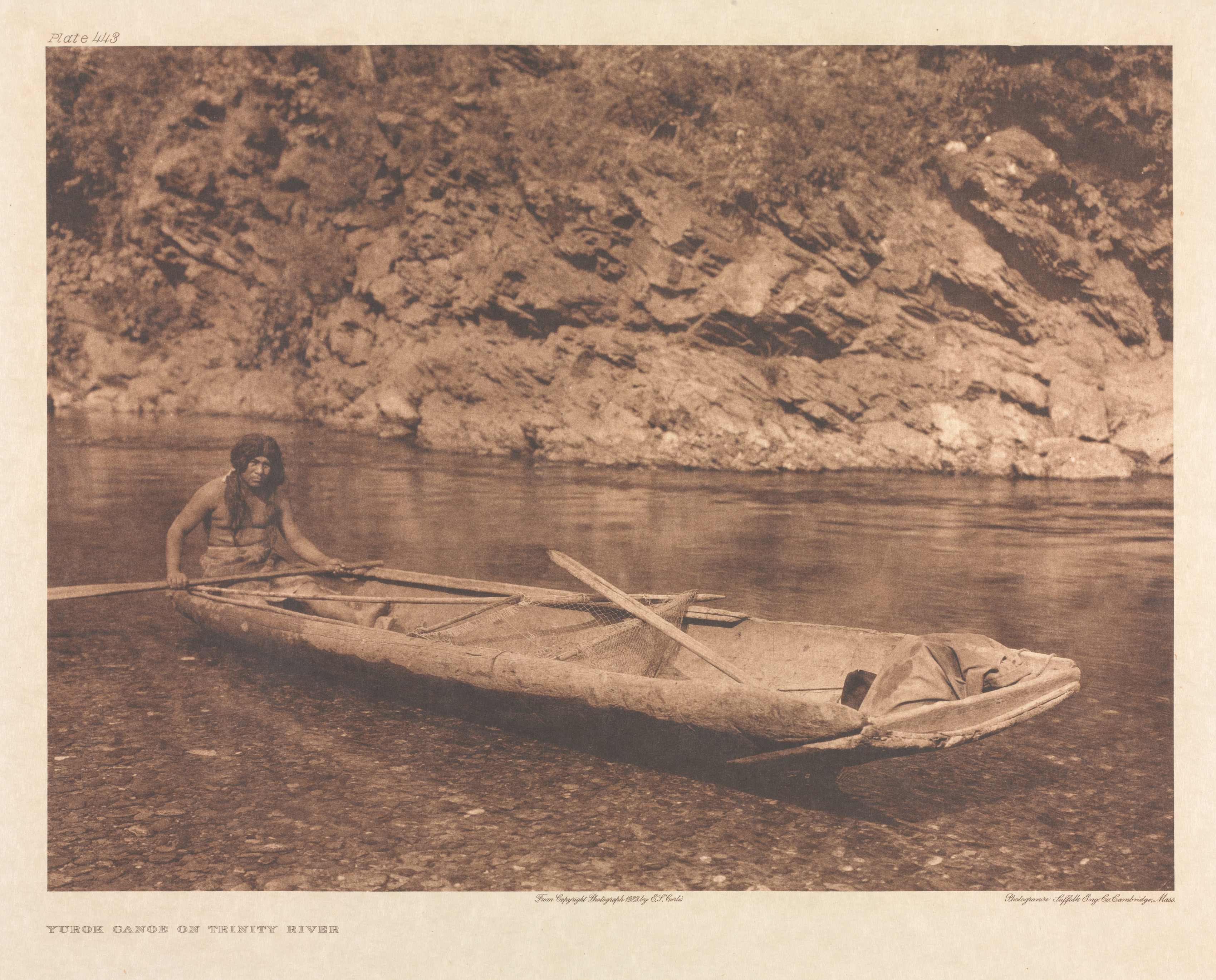Portfolio XIII, Plate 443: Yurok Canoe on Trinity River