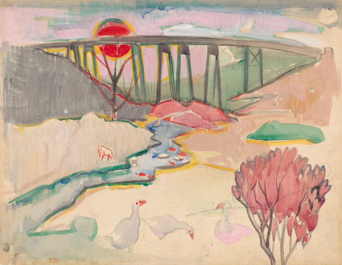 Viaduct at Sunset, William Sommer, c. 1914