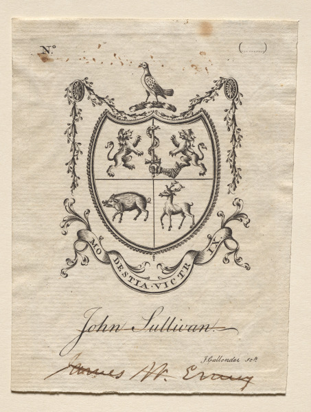 Bookplate:  Coat of Arms with John Sullivan inscribed below