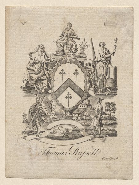 Bookplate:  Coat of Arms with Thomas Russell inscribed below