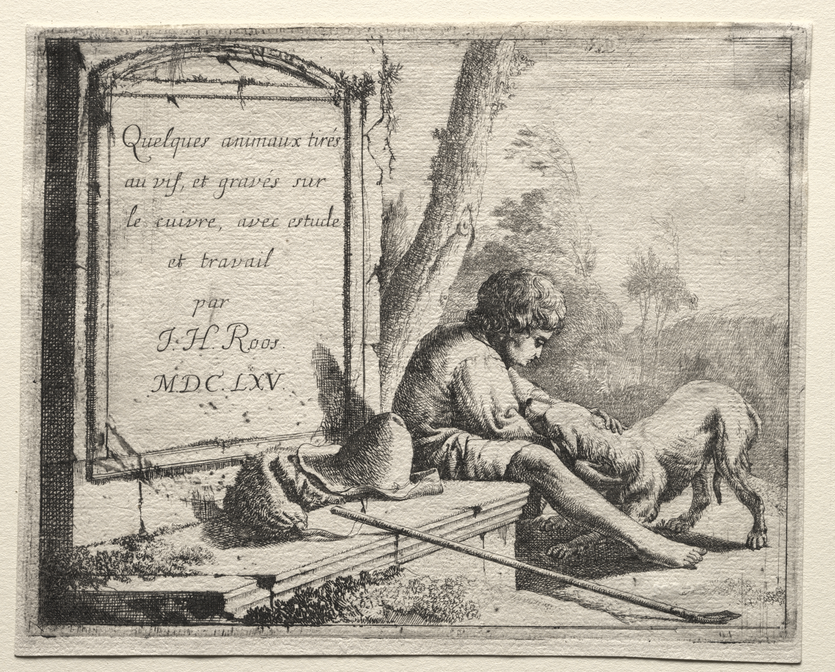 Title Page:  Shepherd Petting his Dog