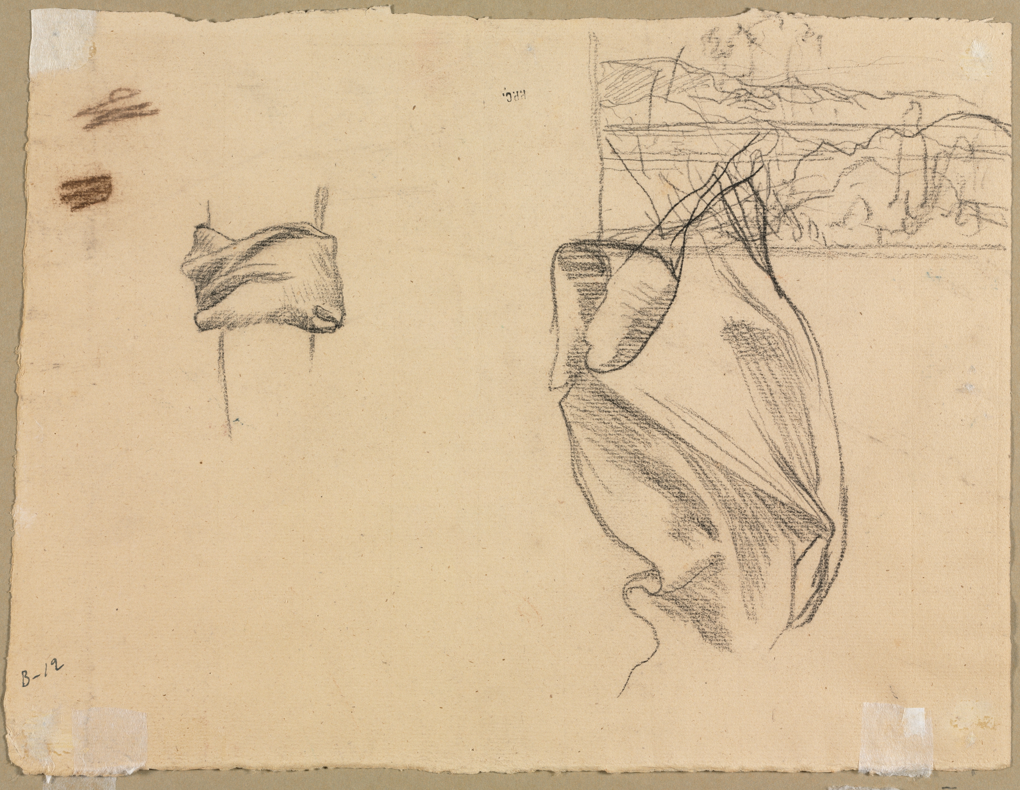 Studies of Drapery and Study of a Landscape (verso)
