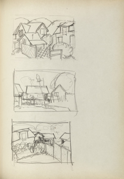 Sketchbook #1: three vignettes of houses (page 115)