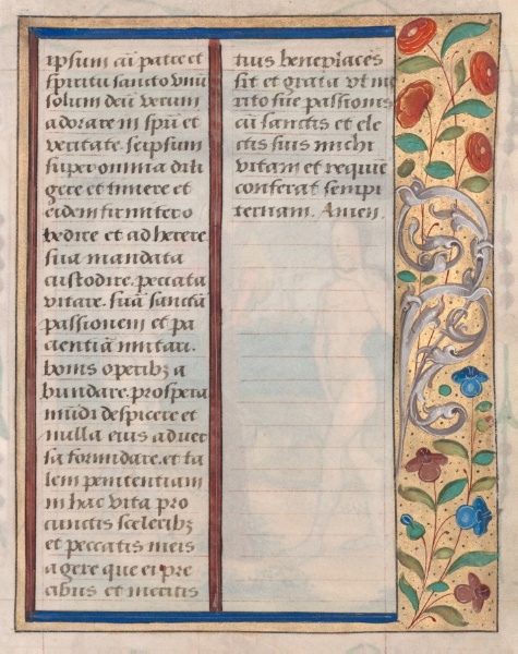 Leaf from a Book of Hours: Text with Illustrated Border (verso)