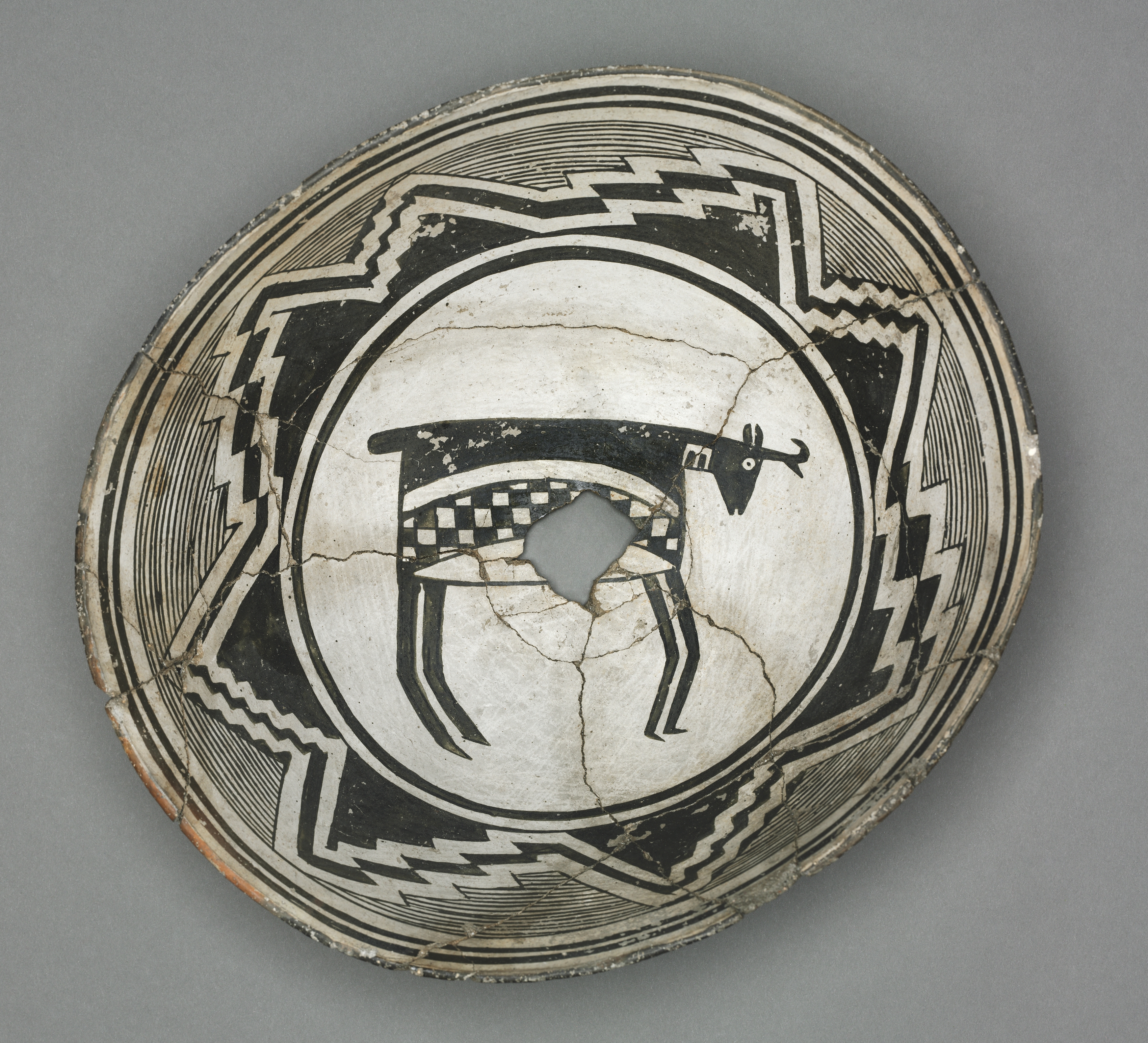 Bowl with Pronghorn Antelope and Geometric Design