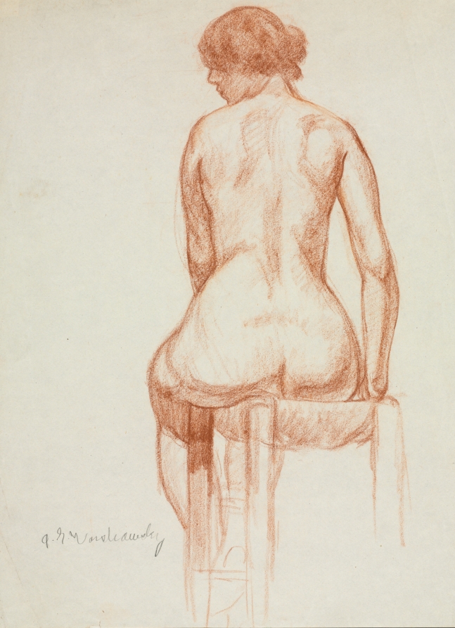 Study - Female Nude Seated on a Stool, Abel George Warshawsky, 1900–1923