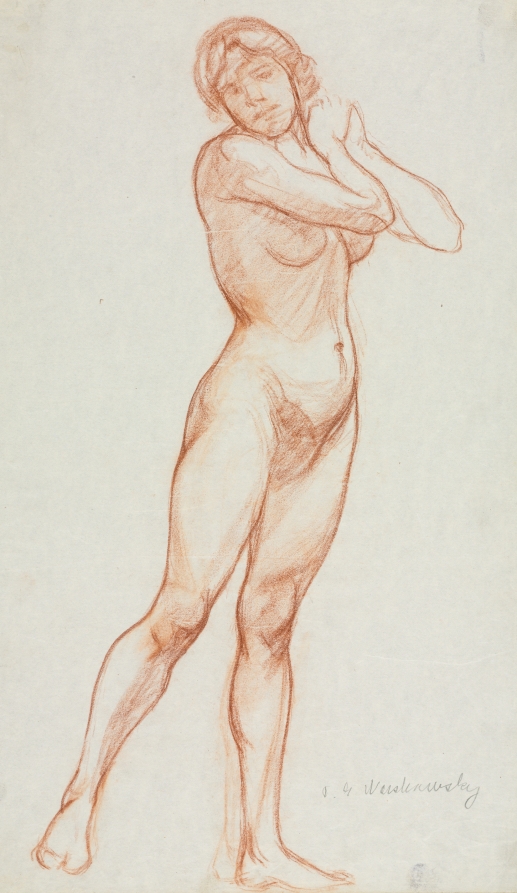 Study - Female Nude Standing, Abel George Warshawsky, 1900–1923