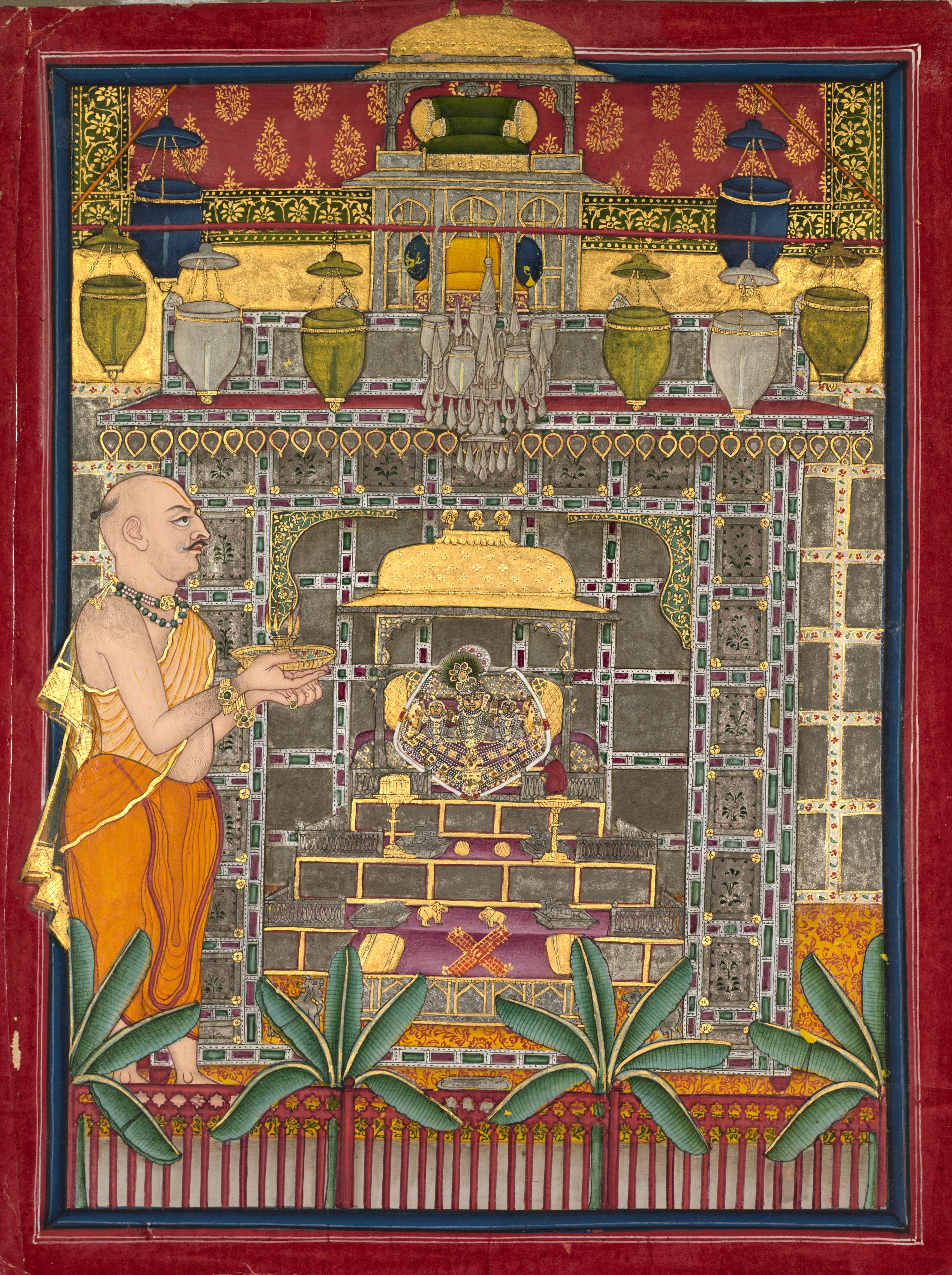 Maharao Kishor Singh II of Kota (r. 1819–28) Worshiping Krishna as Brij Rajji