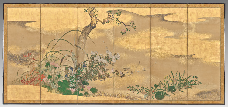 Flowers and Trees of the Four Seasons (left screen)