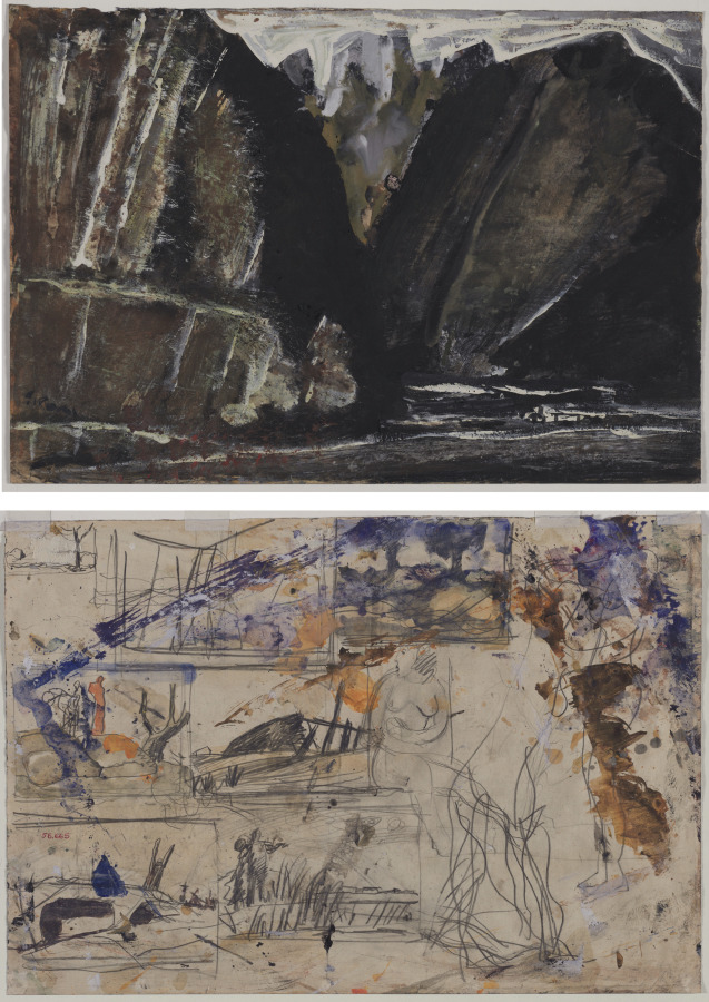 Where the Alps Begin (recto) Sketches of Figures; Compositional Sketches (verso), Mario Sironi, first half 1900s