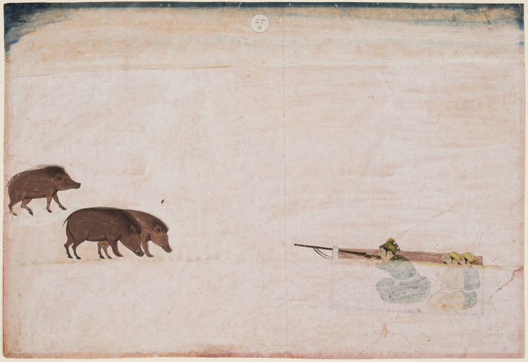 Raja Ram Chand of Amber (r. 1667–88) Hunting Wild Boar