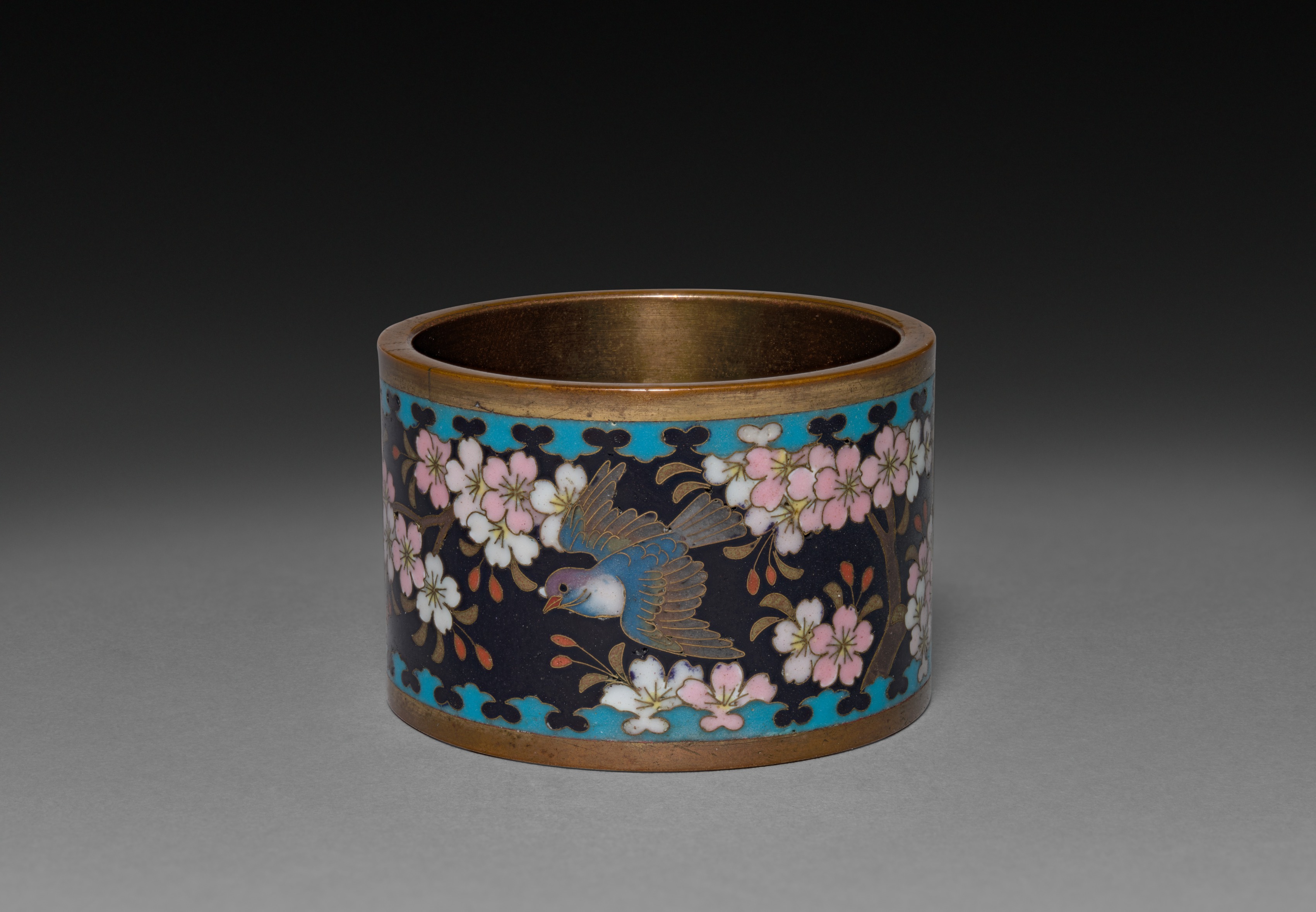 Napkin Ring with Cherry and Sparrow