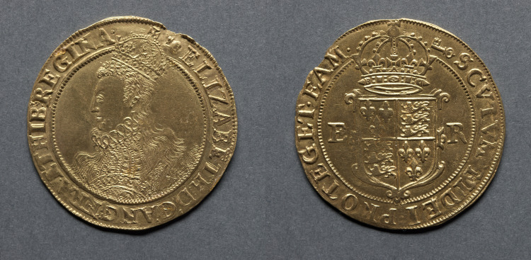 Pound: Elizabeth I (obverse); Crowned Shield of Arms (reverse)