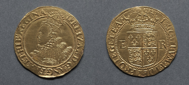Half Pound: Elizabeth I (obverse); Crowned Shield of Arms (reverse)
