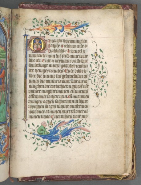 Book of Hours (Use of Utrecht): fol. 222r, Initial with Three Kings
