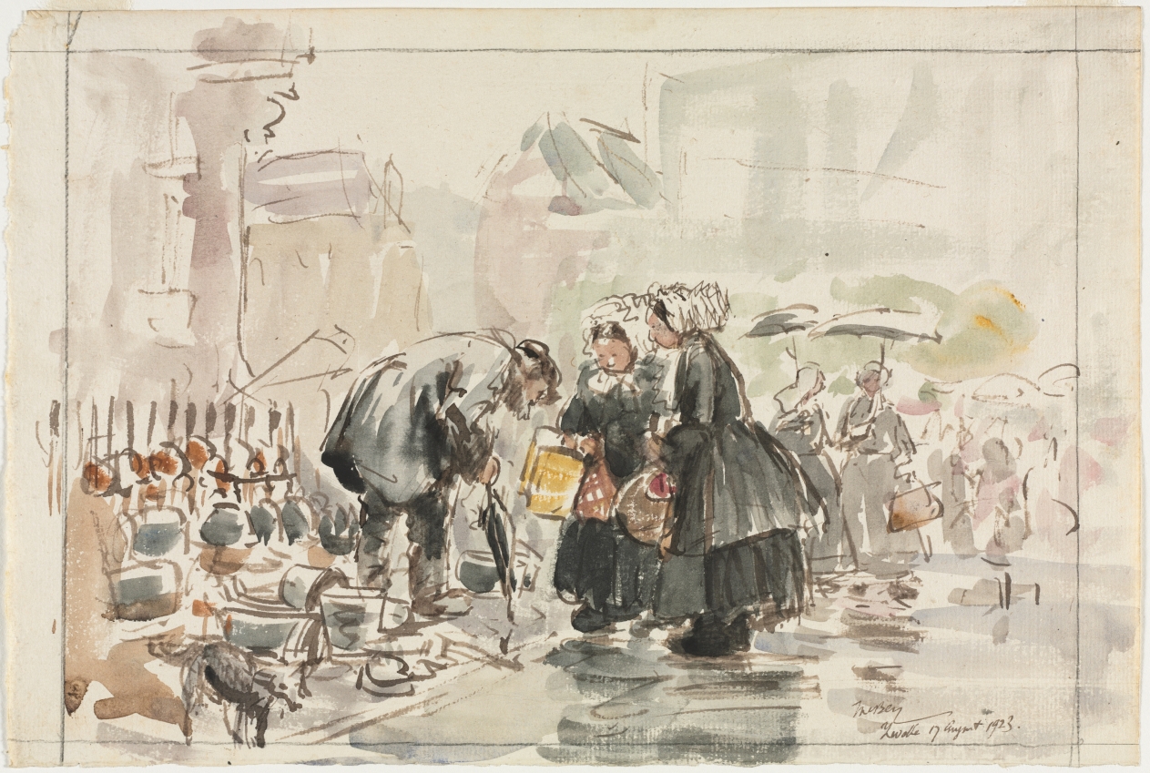 Market Scene, Zwolle, James McBey, 1923
