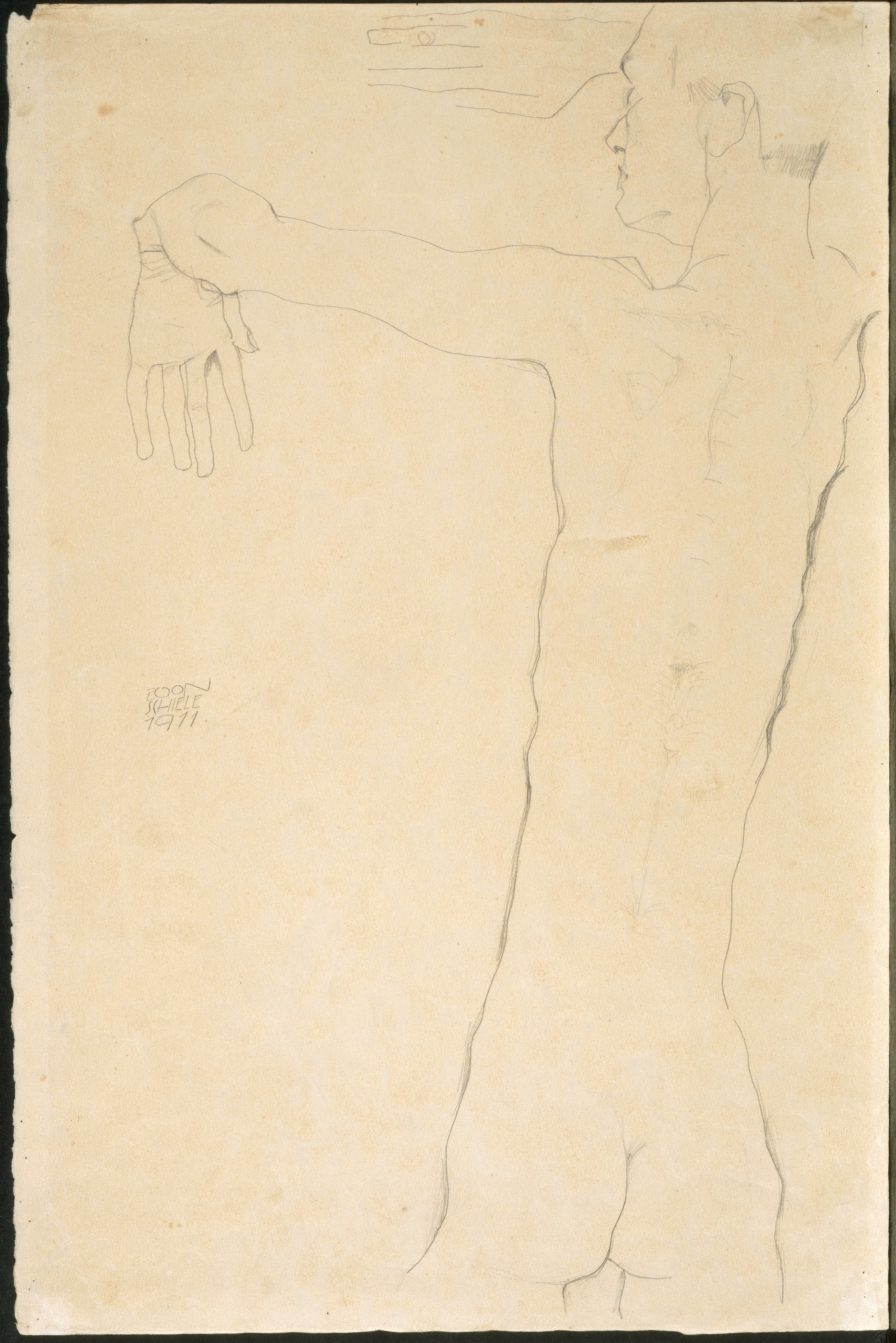 Nude Man with Raised Arms (recto)
