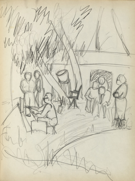 Sketchbook #1: Figures at a campfire (page 109)