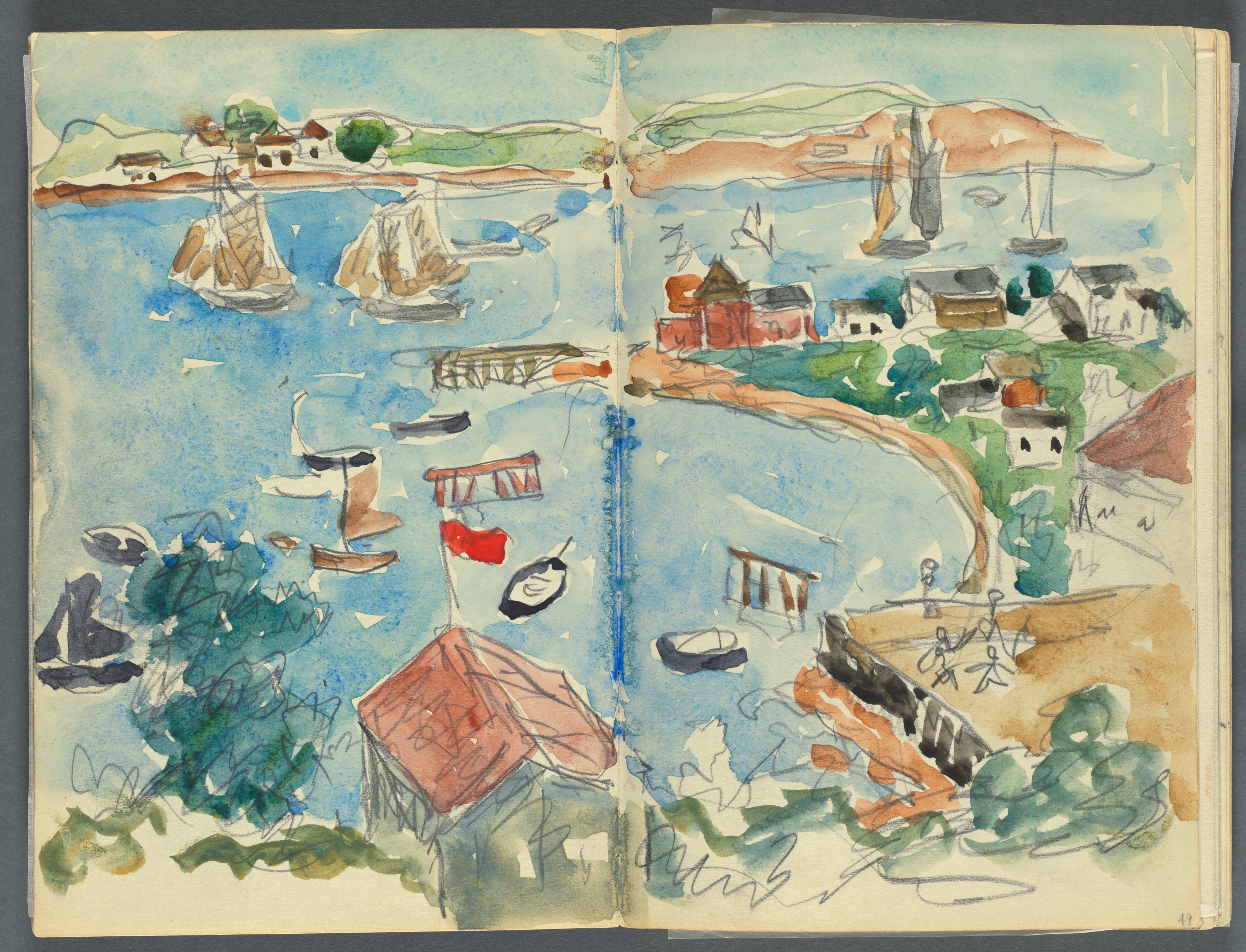 Sketchbook, The Dells, N° 127, page 048 & 49: View of a Cove from above
