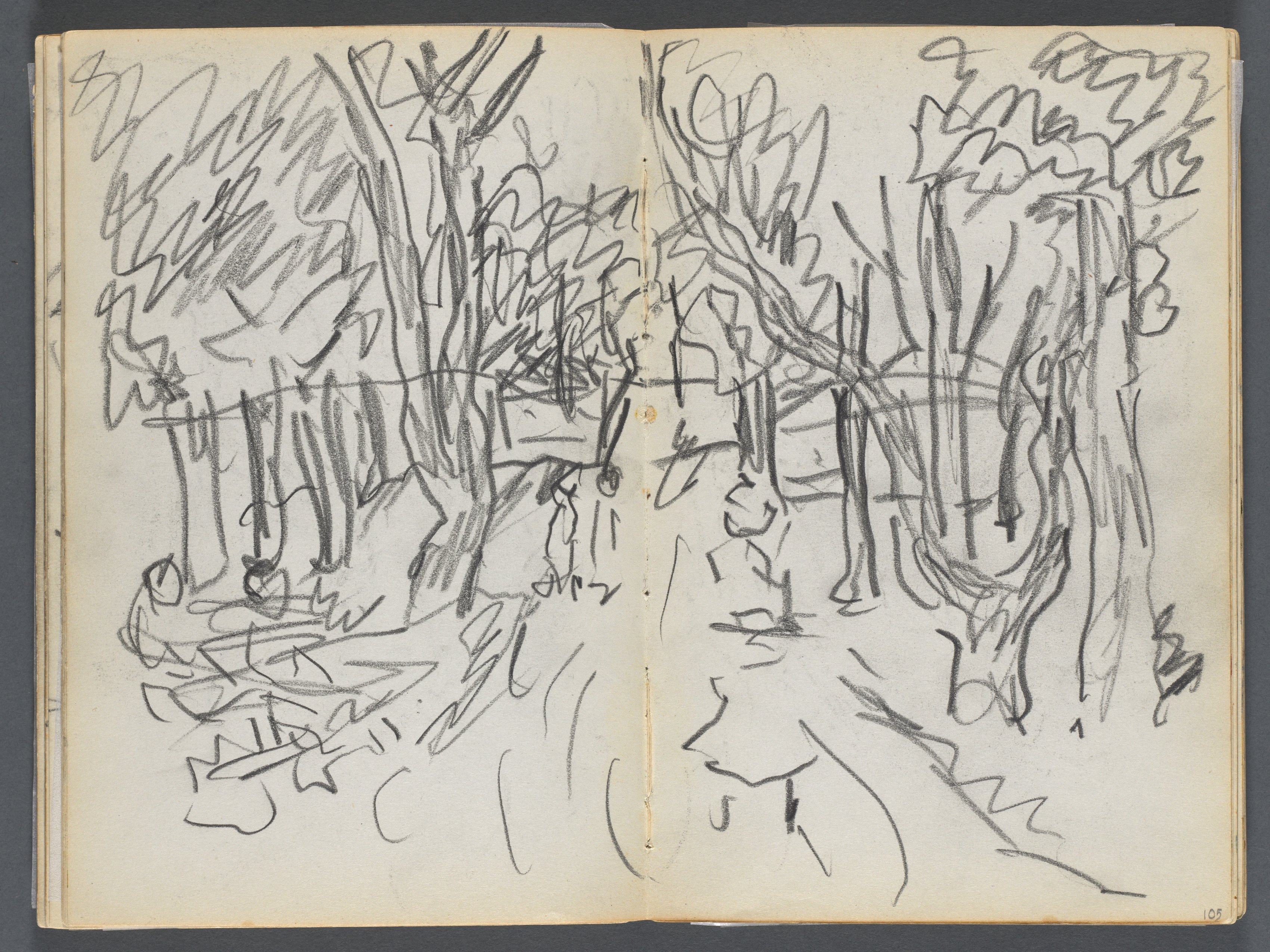 Sketchbook, The Dells, N° 127, page 104 & 105: Landscape