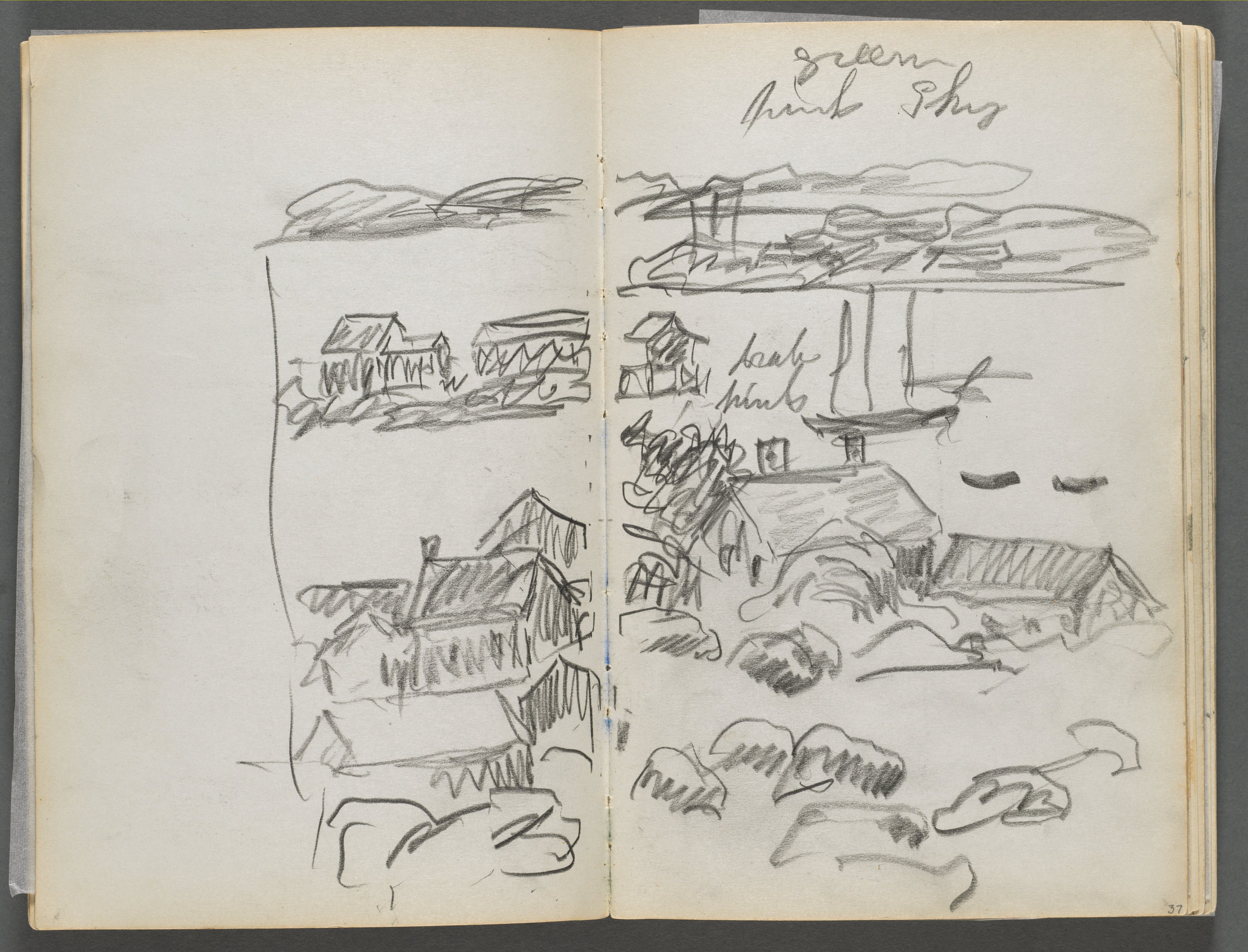 Sketchbook, The Dells, N° 127, page 036 & 37: View of a Cove from above