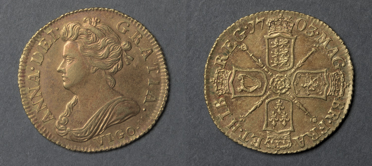 Half Guinea: Anne (obverse); Shields and Rose (reverse)