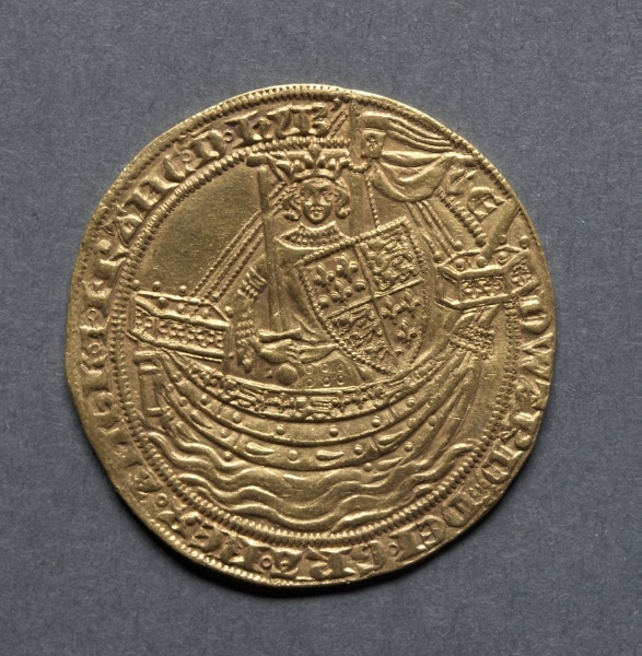 Noble: Edward III Standing in Ship with Shield of Arms (obverse)