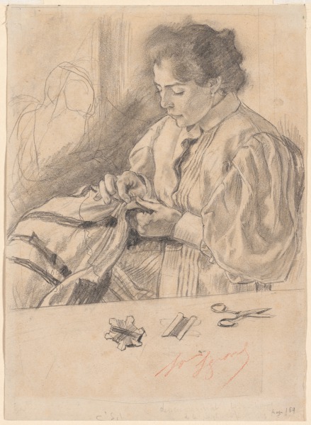 Woman Sewing (Study for an illustration in “Livres d’Heures de Louis Legrand”)