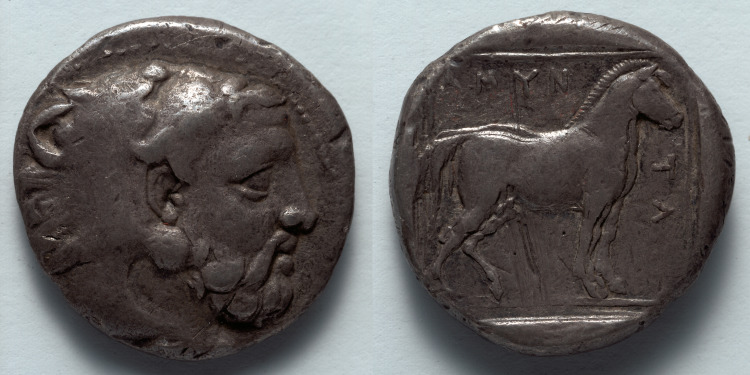 Stater: Head of Bearded Herakles (obverse); Horse (reverse)