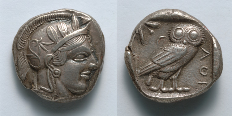 Tetradrachm: Head of Athena (obverse); Owl (reverse)