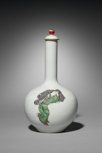 Sake Bottle with Three Figures