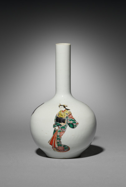 Sake Bottle with Three Figures