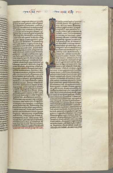 Fol. 96r, Ruth, Historiated Initial I with Elimilech and Naomi.
