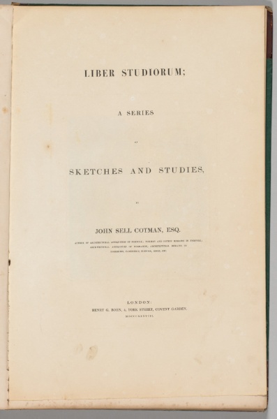 Liber Studiorum: Title Page
