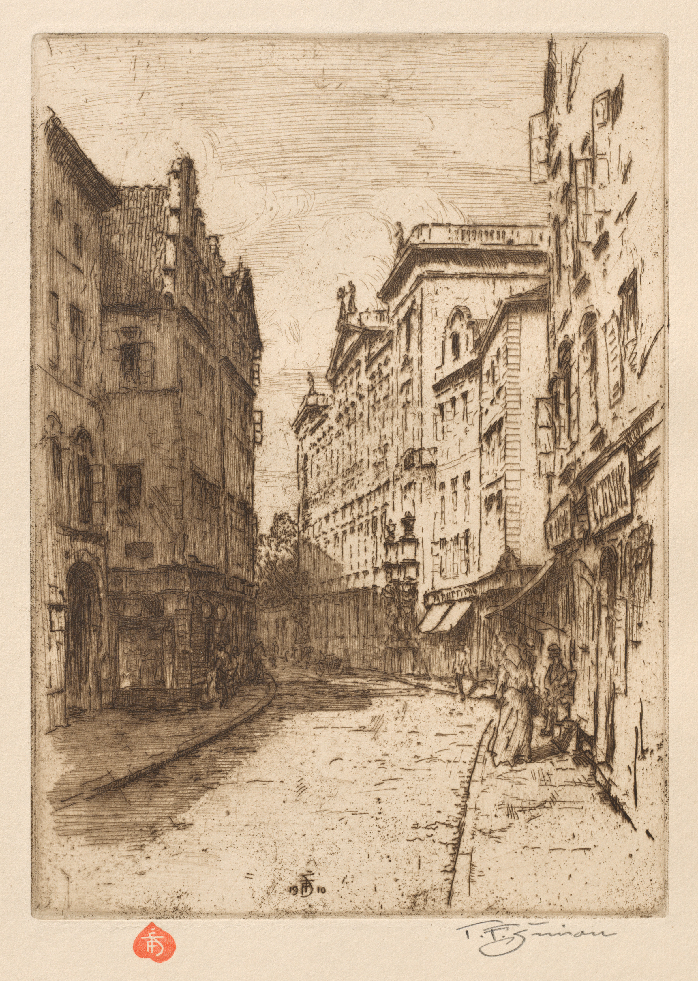 Prague: Vingt Cinq Eaux-Fortes Originales: Plate 4, Rue des Dominicains 