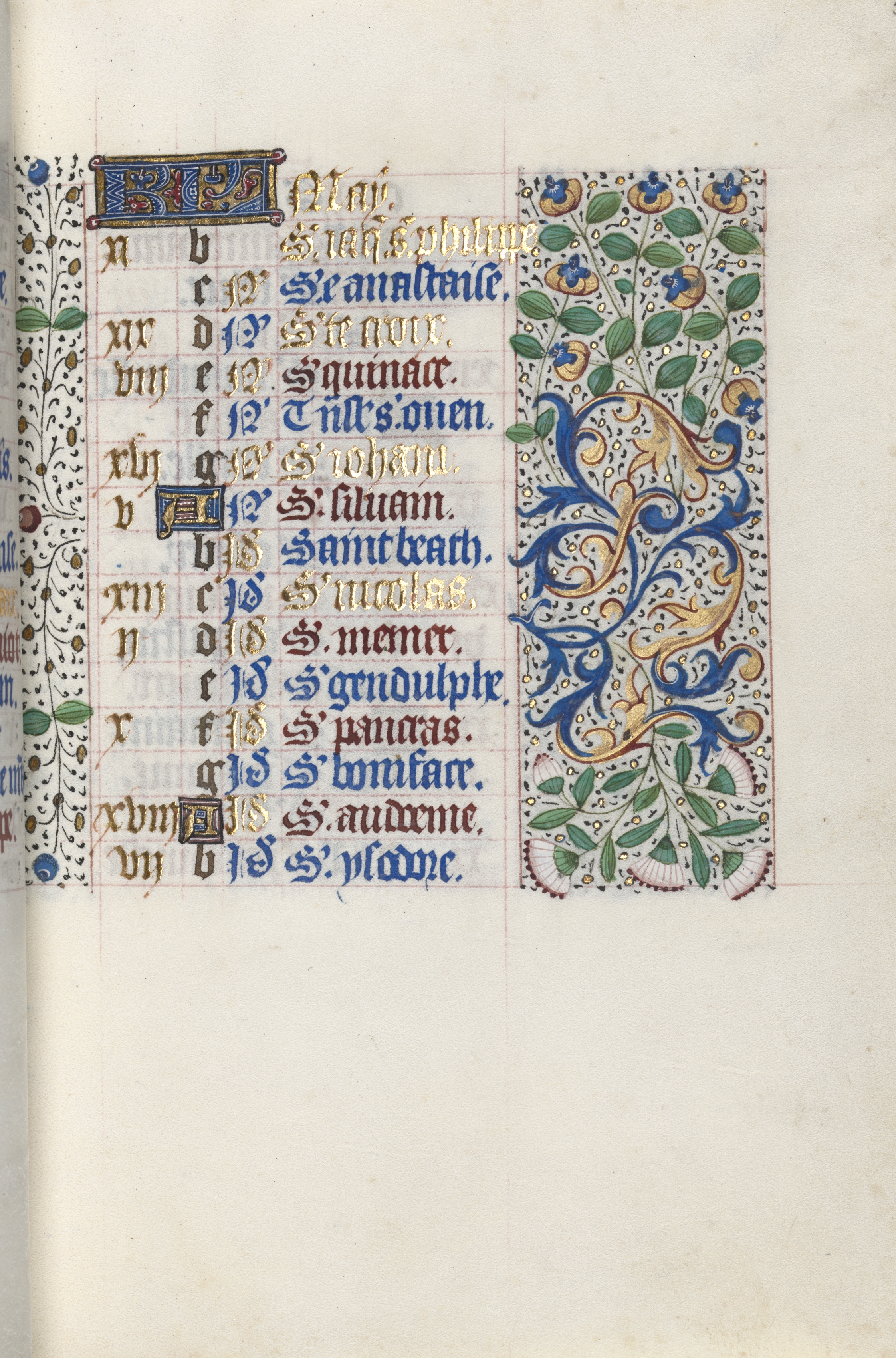 Book of Hours (Use of Rouen): fol. 5r, Calendar Page for May
