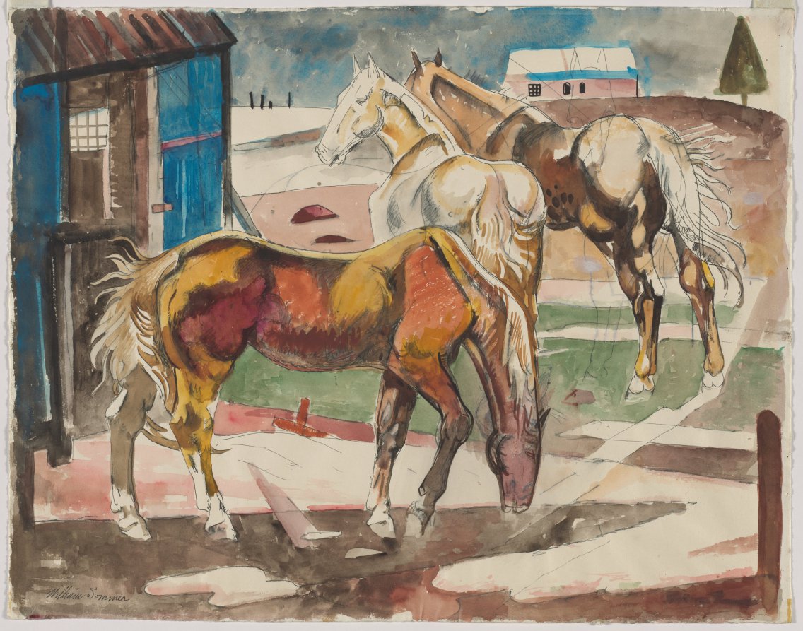 Horses in Snow, William Sommer, 1933