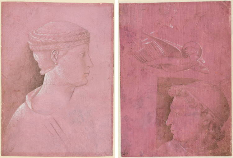 Bust of a Woman (recto); Head of a Man, Two Studies of a Woman's Profile, and a Study of An Angel (verso)