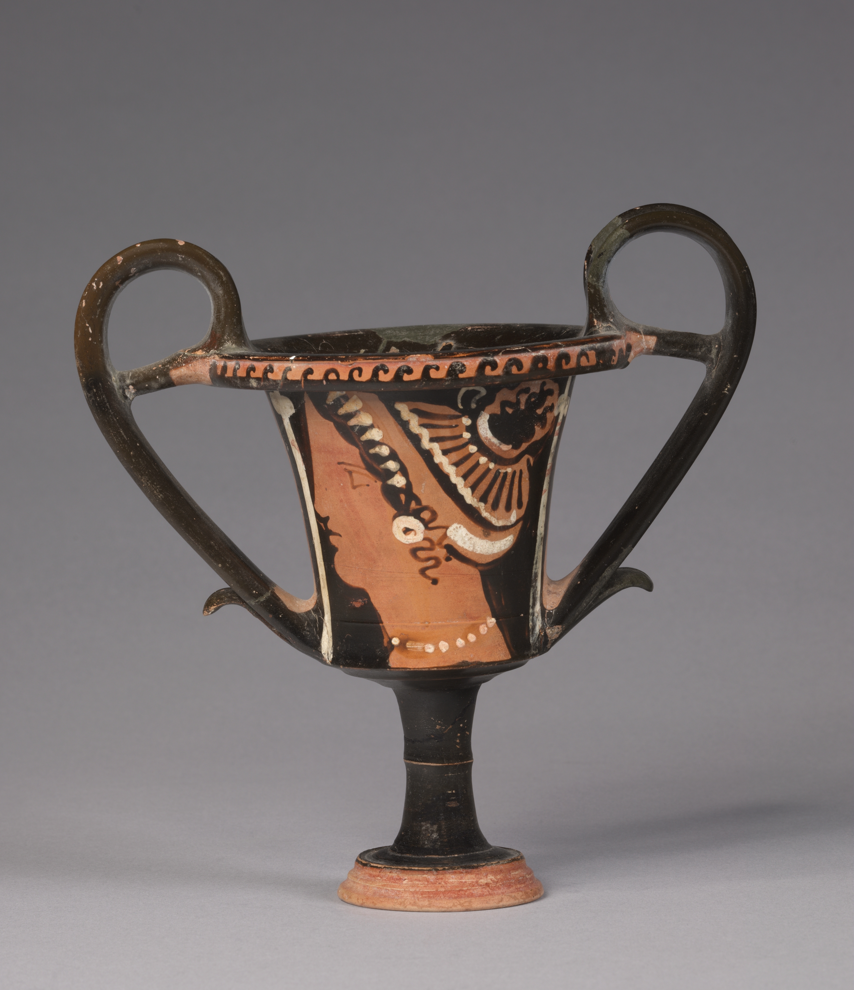 Red-Figure Kantharos (Drinking Cup): Female Heads