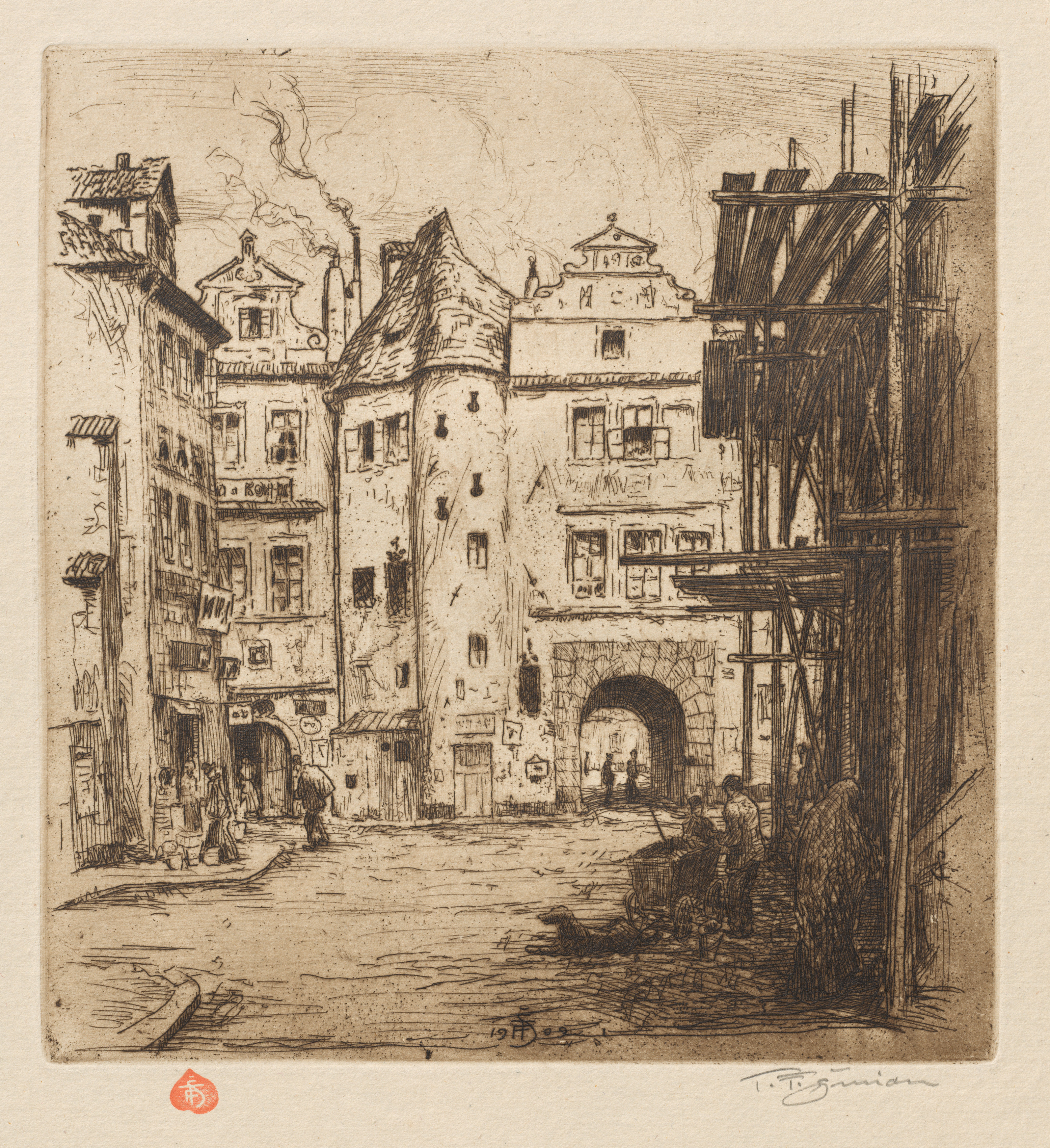 Prague: Vingt Cinq Eaux-Fortes Originales: Plate 5, Entrée de la Cour de Týn 