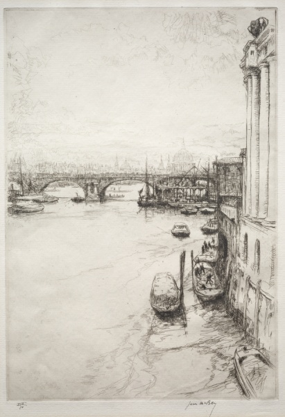 The Lion Brewery:  The Thames, Looking towards Waterloo Bridge and St. Paul's from Hungerford Bridge
