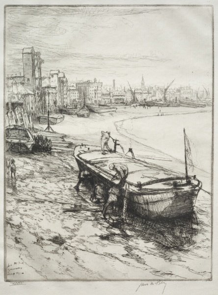 Repairing a Barge:  The South Bank of the Thames at Bermondsey