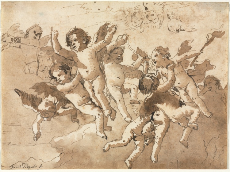Cupid in the Clouds with Attendant Cherubs