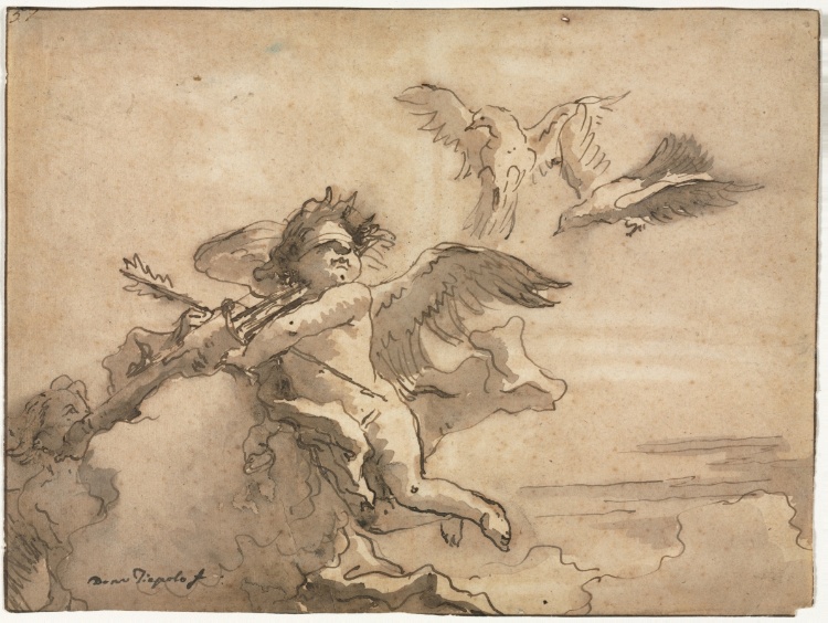 Cupid Blindfolded and Two Doves