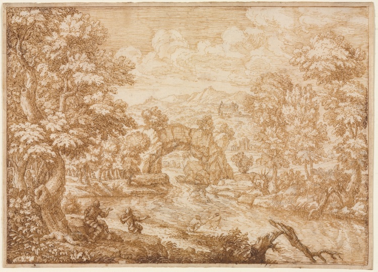 River Landscape with Arched Rock