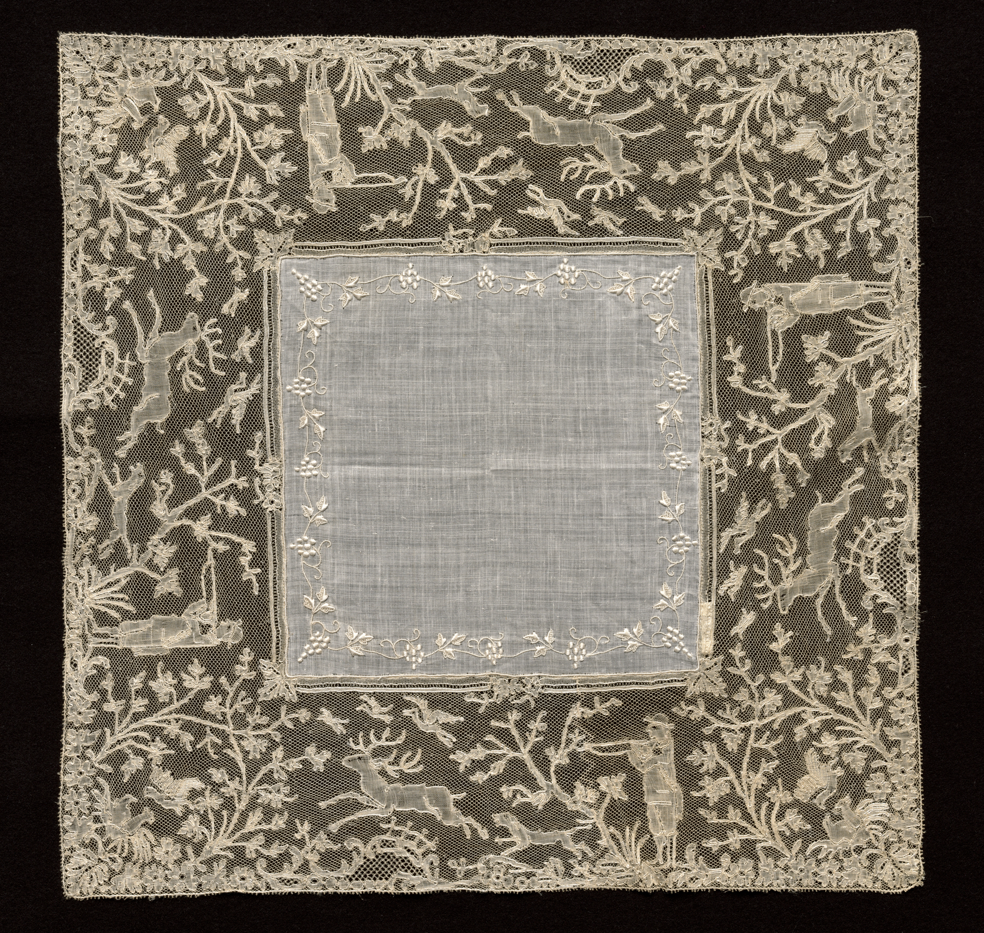 Bobbin and Embroidery Lace Handkerchief
