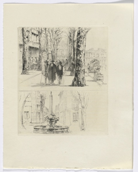 Frédéric Mistral: Mémoires et Recits by Frédéric Mistral: city street scene/ fountain (insert after p. 120)
