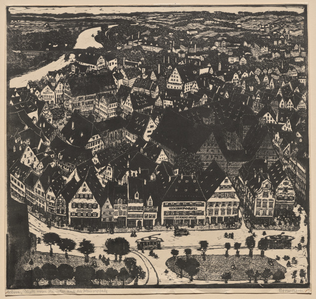 View of Munster from the Kaiserpfals (Ulm, Blick von Munster auf die Kaiserpfalz)