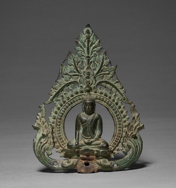 Finial with the temptation of Buddha by Mara
